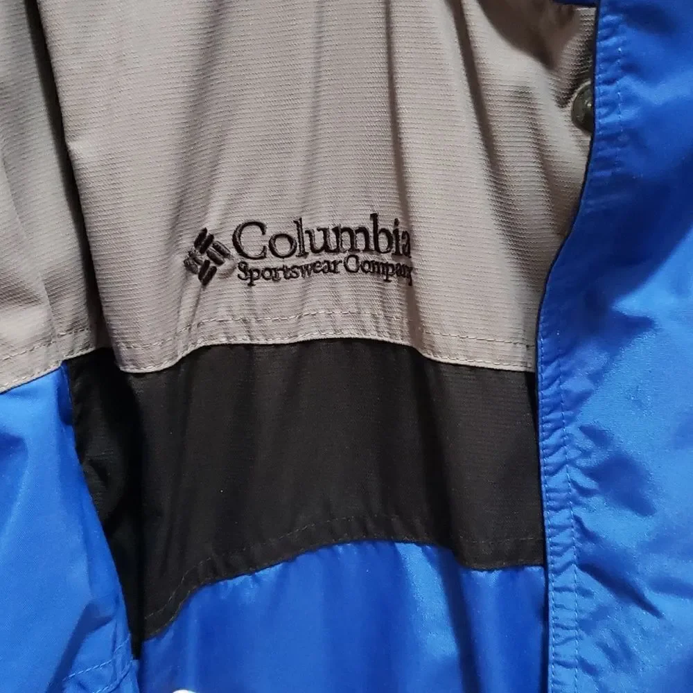 Columbia jacket, men's M, blue black and grey